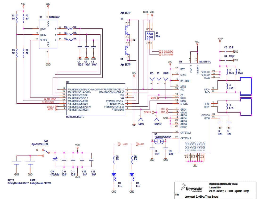 AN3152 Using the Wireless Sensing Triple Axis for a Low Cost 2.4 GHz ZSTAR Sensor Board