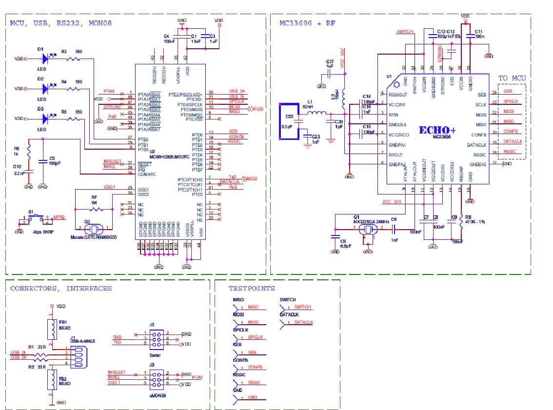 434 MHz Wireless Triple Axis Accelerometer Application Circuit based on ESTAR USB Stick Board