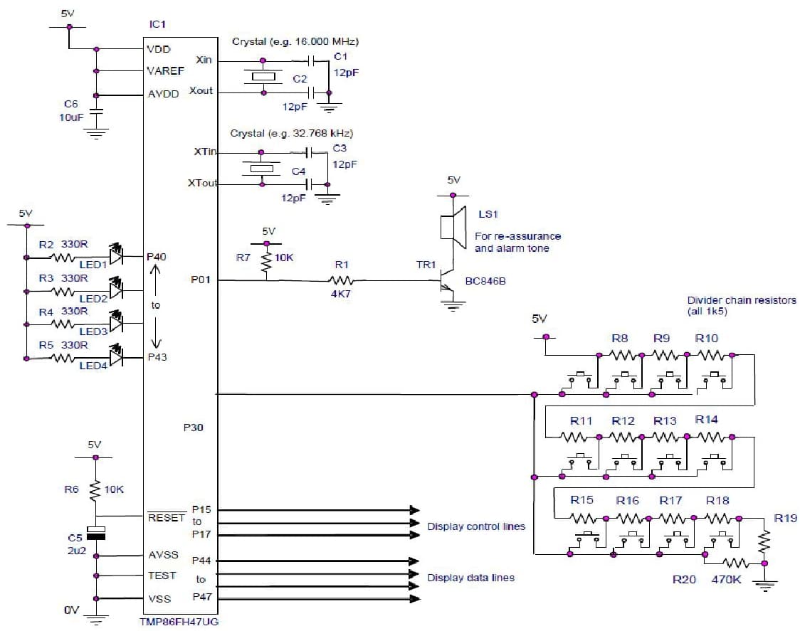 Electrical Measurements with the TMP86FH47UG 16x2 LCD Display Driver