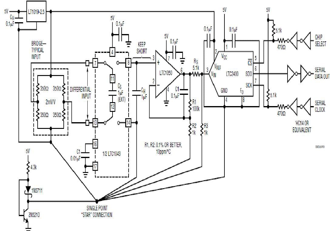 Collection of Differential to Single-Ended Signal Conditioning Circuits for Use with the LTC2400, a 24-Bit No Latency ADC in an SO-8