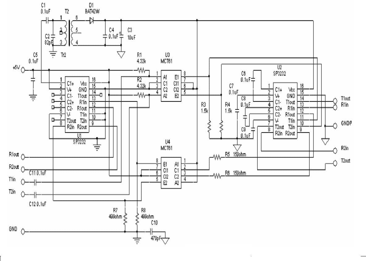 RS-232 Isolated Interface for 3.3V to 5.5V RS-232 Transceiver