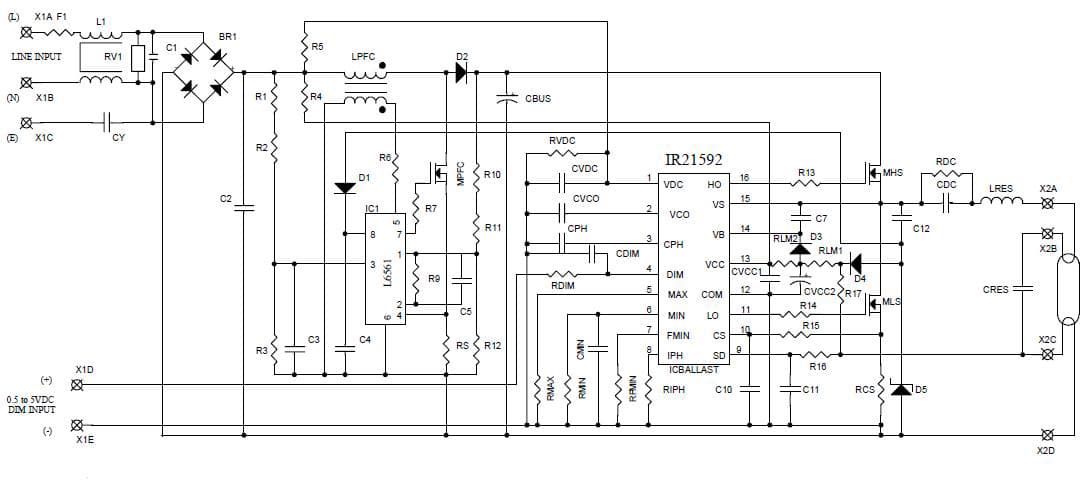 IRPLDIM1U, Evaluation Board for the 1-Lamp, 32W Dimming Lamp Driver for Fluorescent Lighting