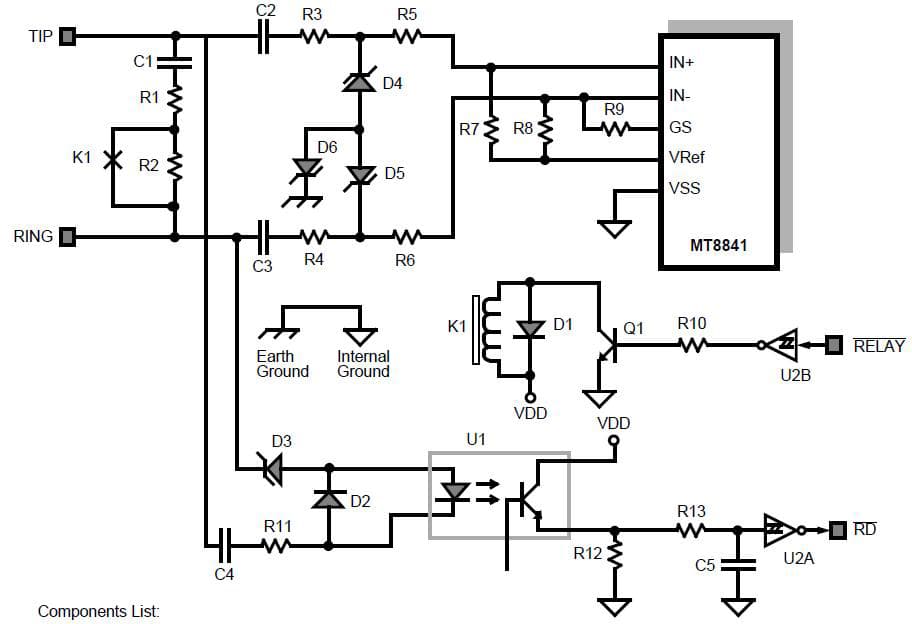 MSAN-144 Application of the MT8841 Calling Number Identification Circuit for Line Interface with Protection, Termination and Ring Detector