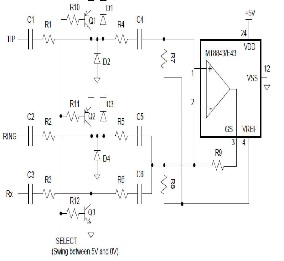 MSAN-169 Input Selection Circuit for the MT88E43 Caller ID