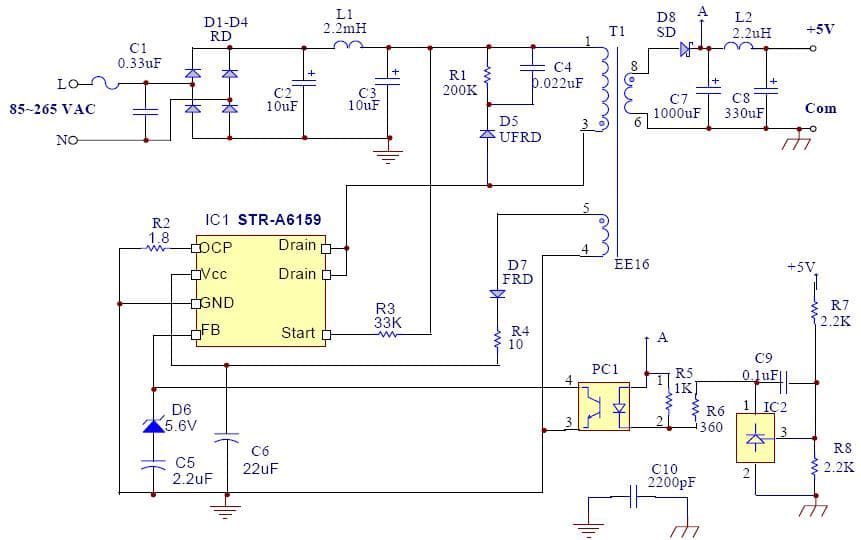 Reference Design - 4 Using for STR-A6159 universal-input 7 W power supply