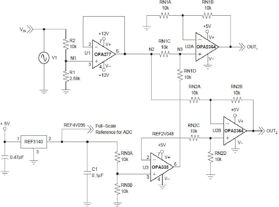 10V ADC Single Ended To Differential Conversion for Instrumentation