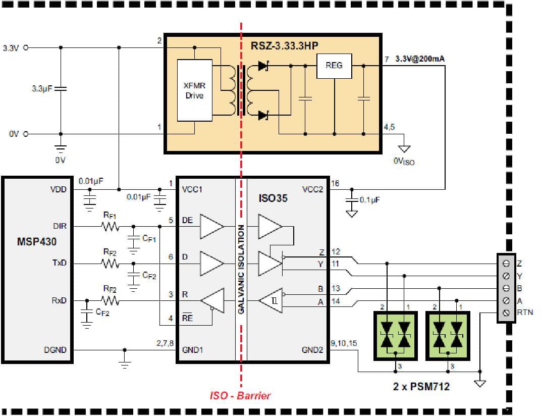 3.3V Isolated RS-485 Reference Design