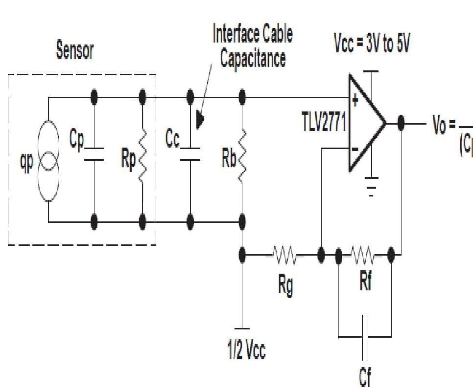 Voltage Mode Amplifier Application Circuit for Piezoelectric Sensors Signal Conditioner