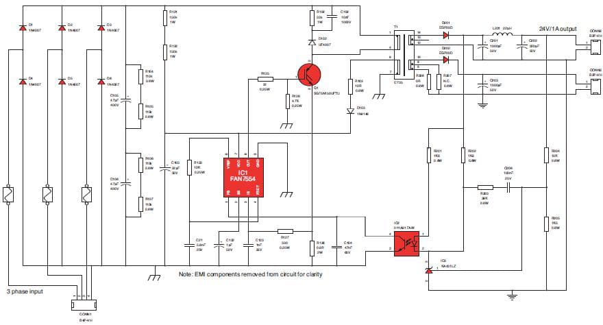 24W, 24V AC to DC Single Output Power Supply for Motor Control