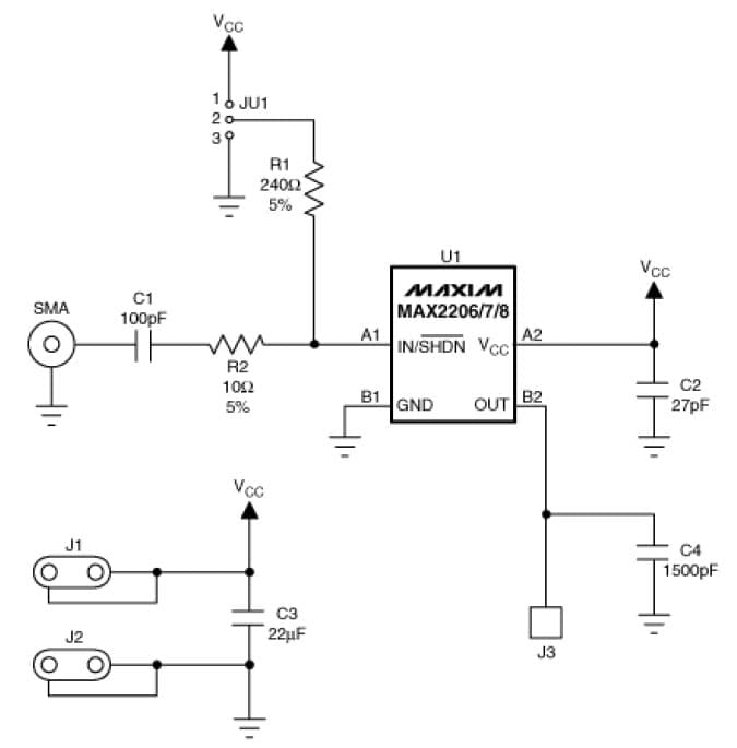 MAX2206 and MAX2208 800 to 2000MHz RF Power Detector for CDMA Applications