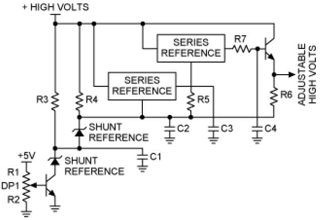 Stack References for Higher Adjustable Voltages from a Digital Pot