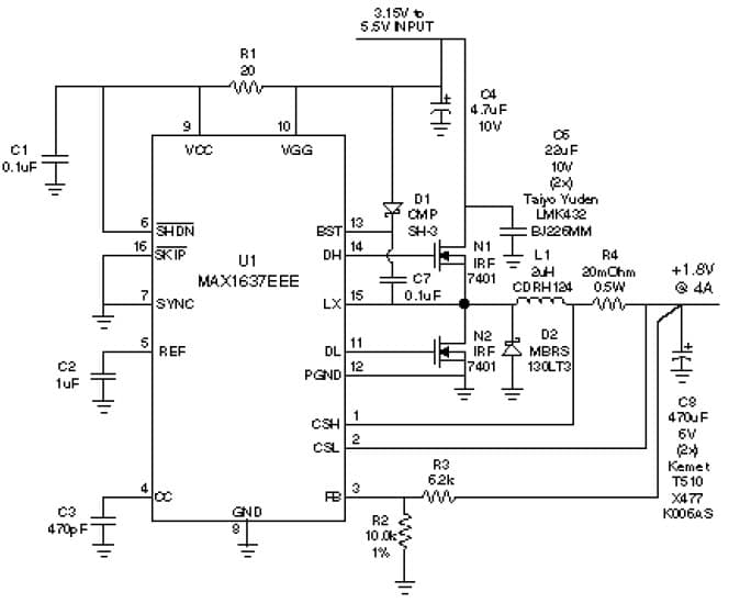 1.8V DC to DC Single Output Power Supply for Power Management