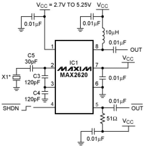 Simple crystal oscillator is based on a single oscillator IC with crystal resonator