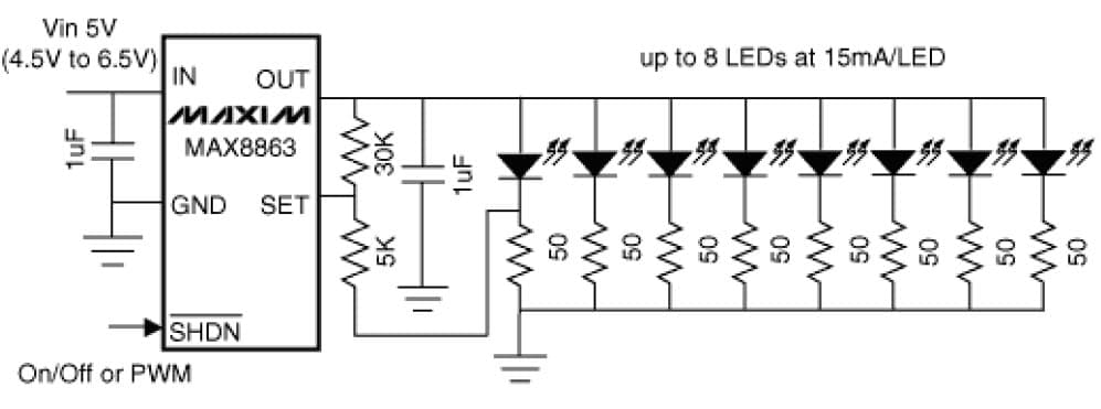 8-LEDs White LED Driver for Automotive