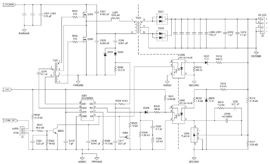 SLUU341B, 300W, 24V AC to DC Single Output Power Supply for Home Entertainment