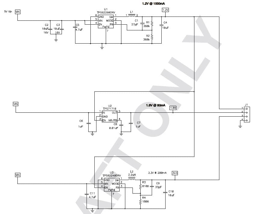 1.2V, 1.8V, 3.3V DC to DC Multi-Output Power Supply for Portable