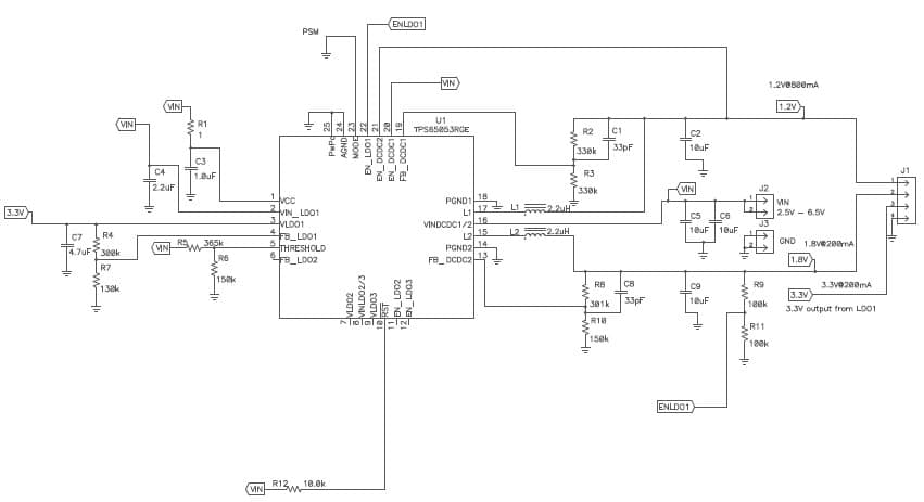 1.2V, 1.8V, 3.3V DC to DC Multi-Output Power Supply for Portable