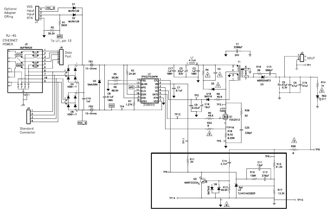 Application Circuit Using the TPS23753A (and family) with an External Error Amplifier