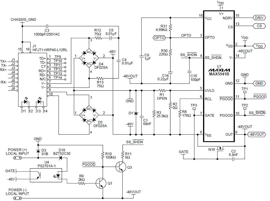 PoE+ Circuit Delivers 13W to 70W for Powered Devices (PDs)