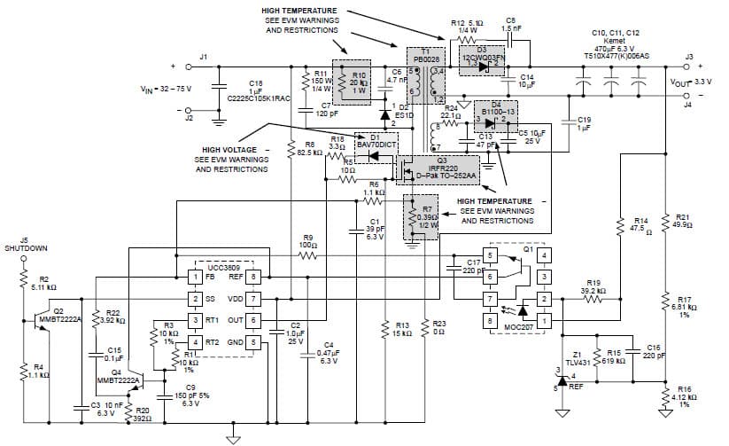 UCC3809EVM, Evaluation Module for 10-Watt Flyback Converter Using the UCC3809