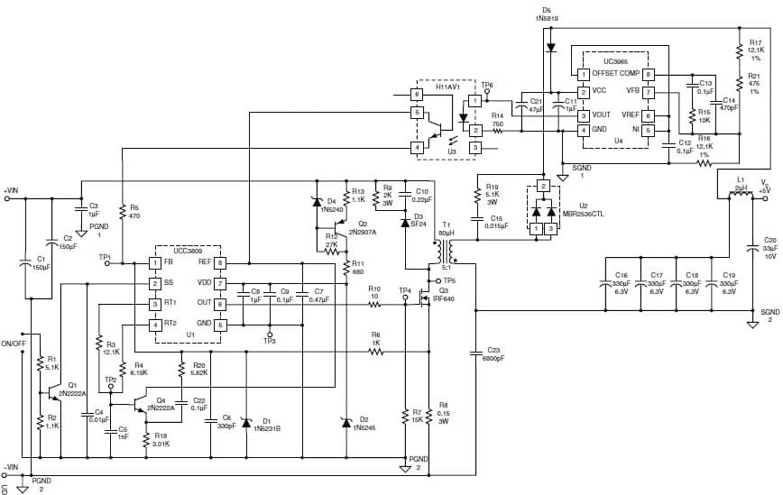 SLUU096, 50W, 5V DC to DC Single Output Power Supply