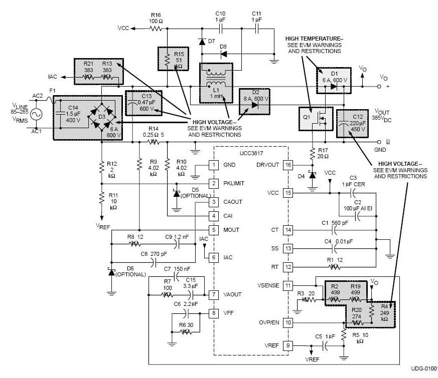 UCC3817EVM, UCC3817 BiCMOS Power Factor Pre-regulator Evaluation Board