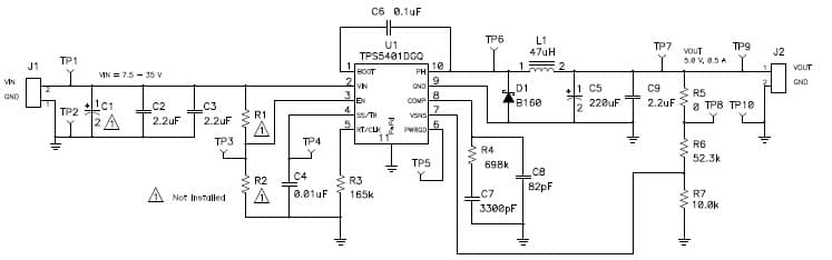 TPS5401EVM-708 0.5-A, SWIFT Regulator Evaluation Module