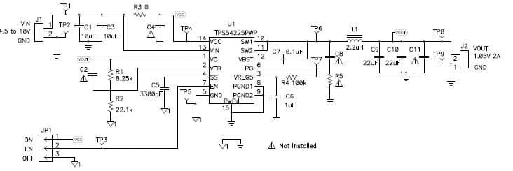 TPS54225EVM-538 2-A, SWIFT Regulator Evaluation Module