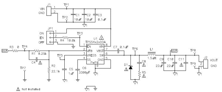 TPS54227EVM-686, 2-A, SWIFT Regulator Evaluation Module