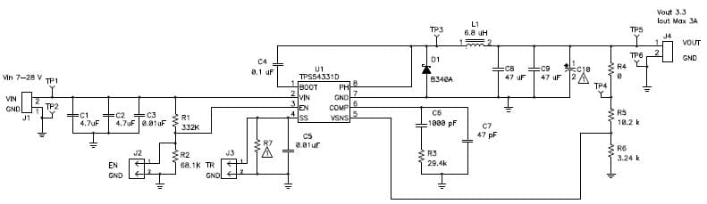 TPS54331EVM-232 3-A, SWIFT Regulator Evaluation Module for TPS54331 dc/dc converter