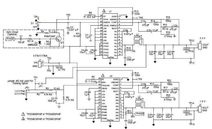 TPS54680EVM Evaluation Module allows the designer to evaluate the TPS54680 for use in a multiple voltage sequencing scheme