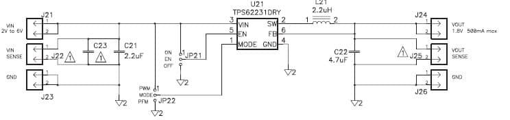 TPS62230EVM-574 demonstrates TPS62231 3-MHz, synchronous, step-down converter capable of supplying up to 500mA of output current