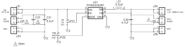 TPS62230EVM-574 demonstrates TPS62232 3-MHz, synchronous, step-down converter capable of supplying up to 500mA of output current