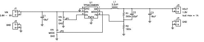 TPS62290EVM-279 facilitates evaluation of the TPS62290 1A Step Down Converter in 2x2SON Package