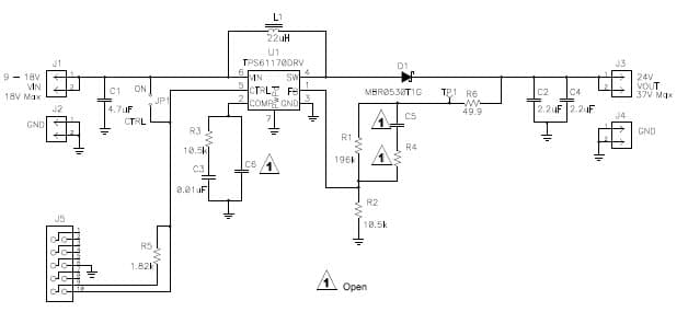 TPS61170EVM-280 features TPS61170 high-efficiency boost converter