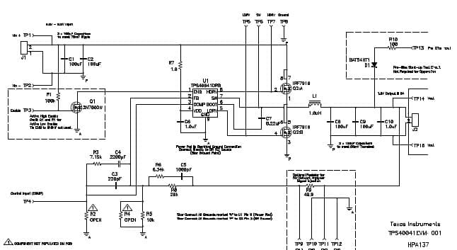 TPS40041EVM-001 evaluation module (EVM) is a synchronous buck converter