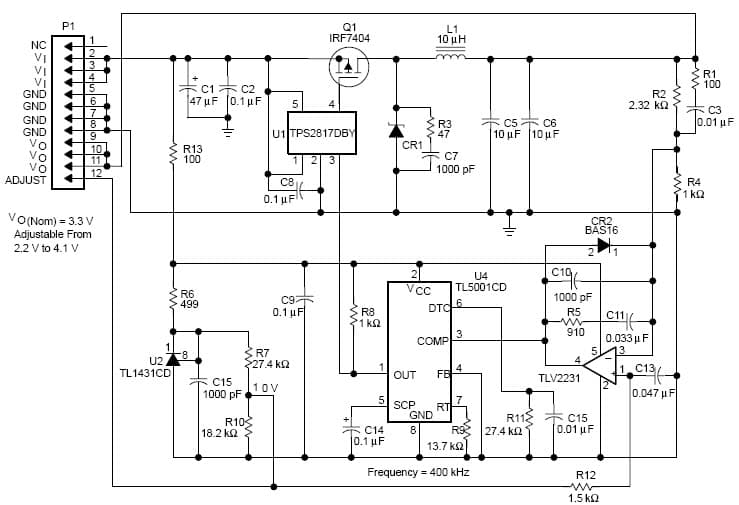 SLVP103EVM, DC-DC buck converter module that provide a regulated output voltage at up to 3A with an input voltage range of 4.5-9V