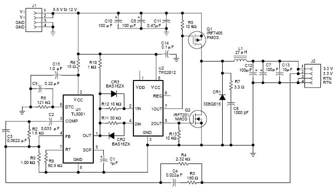 SLVP089EVM, Synchronous Buck Converter Evaluation Module provides a method for evaluating performance of TL5001 pulse-width modulation controller