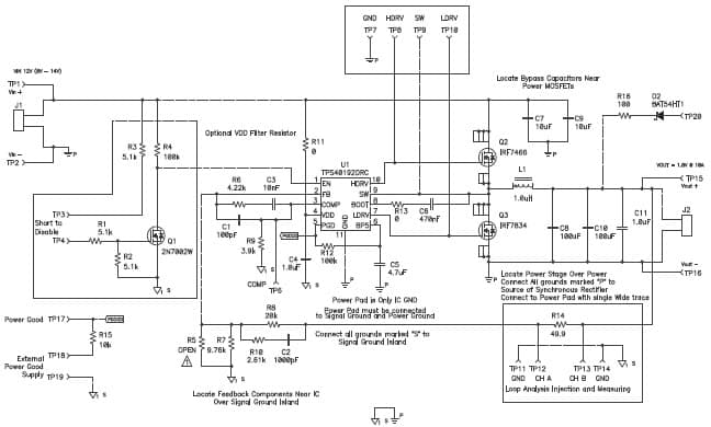 TPS40192 14V Input, 1.8V Output, 10A Evaluation Module