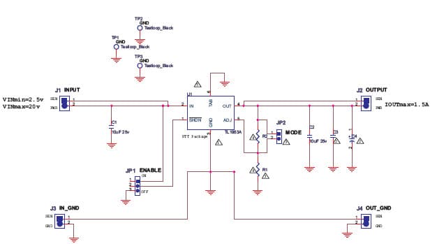 TL1963AEVM, Evaluation Board based on TL1963A, 1.5A DC/DC Converter, Low-Noise Fast-Transient-Response Regulator