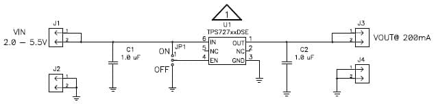 TPS72728DSEEVM-406, Evaluation Module demonstrates the TPS72728 a Low Drop Out LDO Linear Regulator