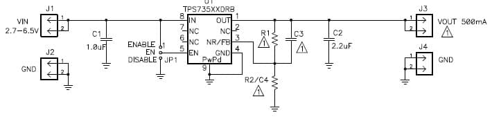 TPS73501EVM-276, Evaluation Kit facilitates evaluation of the TPS73501 500mA, Low Quiescent Current, Ultra-Low Noise, Low Dropout Linear Regulator