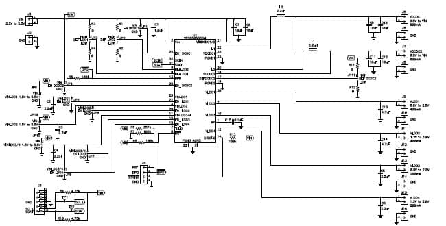 TPS65055EVM-258, Evaluation Module for TPS65055, 2.25 MHz dual step-down converter with four low input voltage low dropout linear regulator