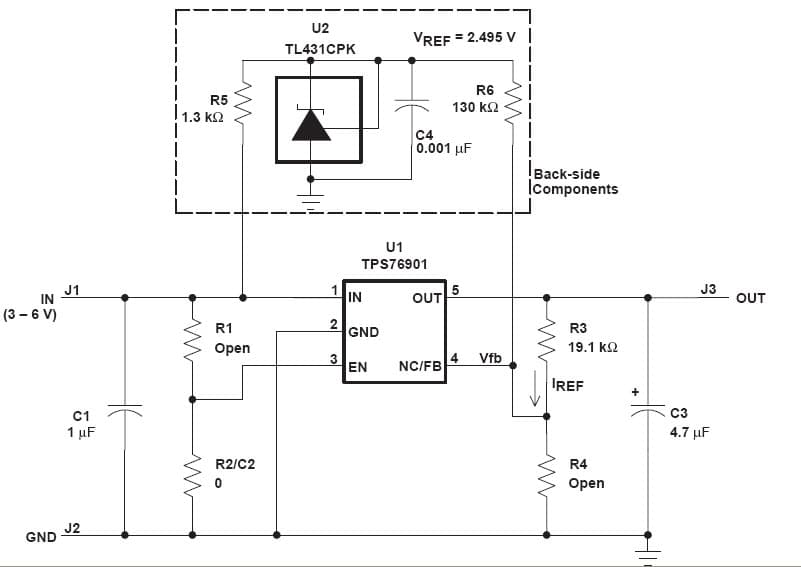 TPS76901EVM-127, Evaluation Board for TPS76901 Ultra Low Power, SOT-23 LDO Linear Regulator