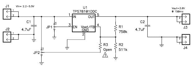 TPS78101EVM-339, Evaluation Board facilitates evaluation of the TPS78101 Ultra-Low Power, Low Dropout LDO Regulator