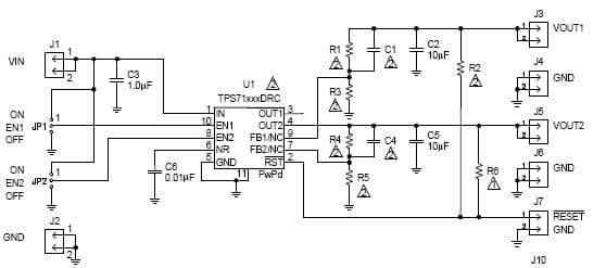 TPS71202EVM, Evaluation Board for TPS71202 1.225V, 2.8V DC to DC Multi-Output Power Supply