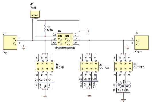 TPS22922BEVM, Evaluation Module for the TPS22922B of low-input voltage, ultra-low rON load switches