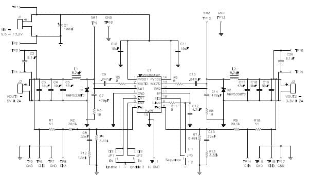 TPS54386EVM evaluation module (EVM) is a dual non-synchronous buck converter