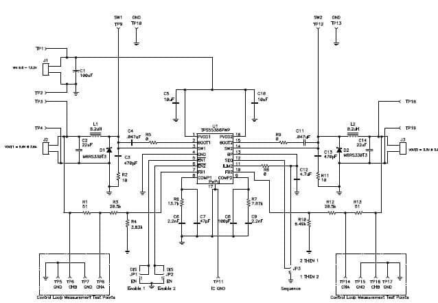 TPS55386EVM-363, Evaluation Board for the TPS55386 is a dual non-synchronous buck converter