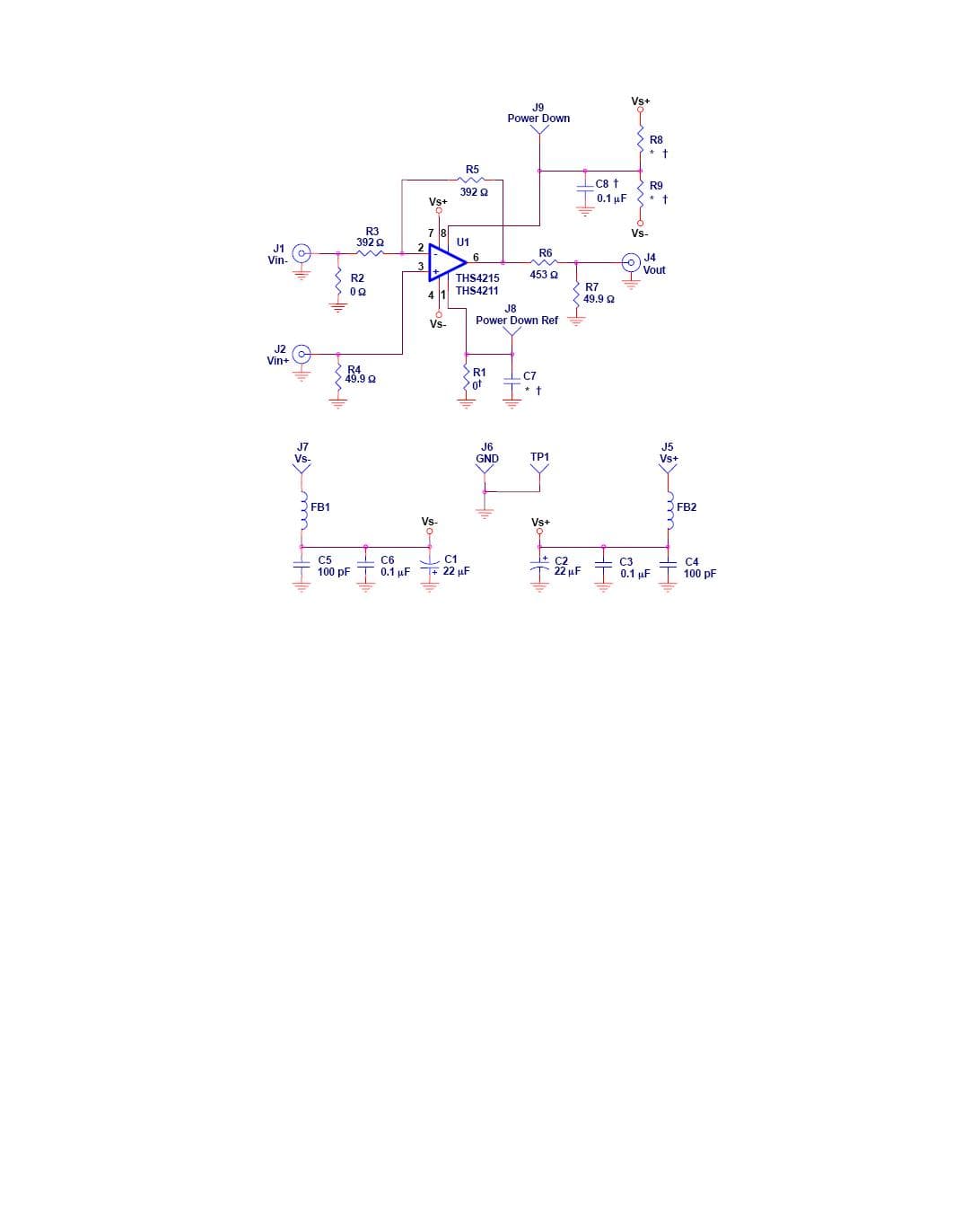 THS4215EVM, Evaluation Module for the THS4215 High-Speed Operational Amplifier